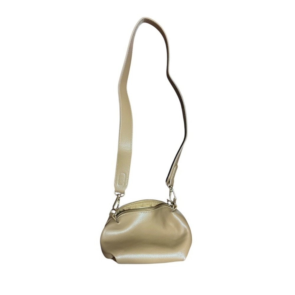 Anthropologie Tan Faux Leather Crossbody Bag Purse Small Boho Adjustable‎ Strap